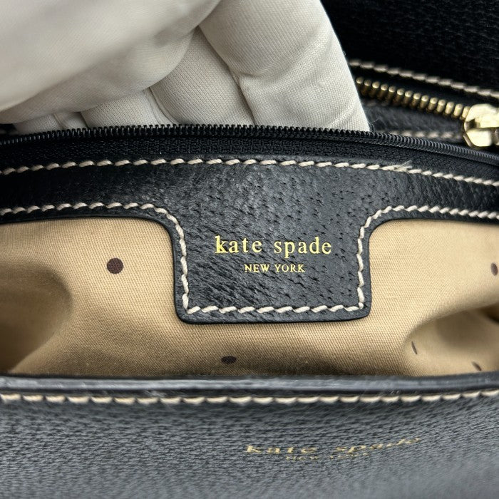 kate spade ケイトスペード スクエア トートバッグ 鞄 レディース ブラック レザー かわいい 中古 W４
