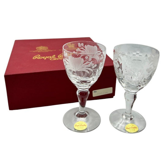 Royal Brierley ロイヤルブライアリー ワイングラス ペア 洋食器 クリスタル 酒器 中古 W４