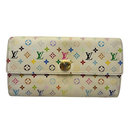 LOUIS VUITTON ルイヴィトン モノグラム・マルチカラー ポルトフォイユ・サラ 二つ折り長財布 ブロンxレザン M93742 レディース メンズ ブランド カードポケット 小銭入れ 廃盤 中古 W４