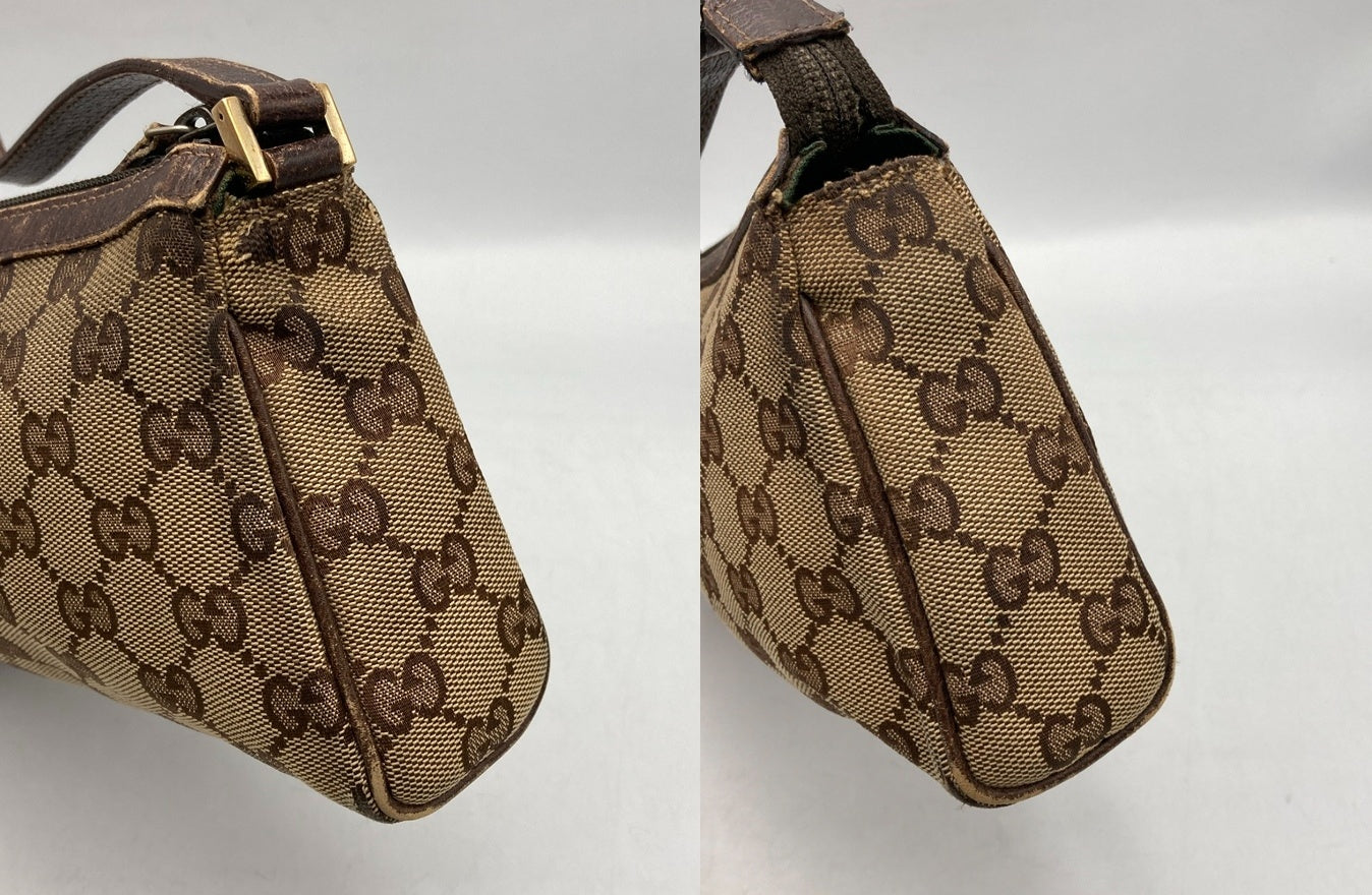 GUCCI グッチ GGキャンバス ハンドバッグ アクセサリーポーチ ブラウン 145750 中古 D4