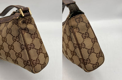 GUCCI グッチ GGキャンバス ハンドバッグ アクセサリーポーチ ブラウン 145750 中古 D4