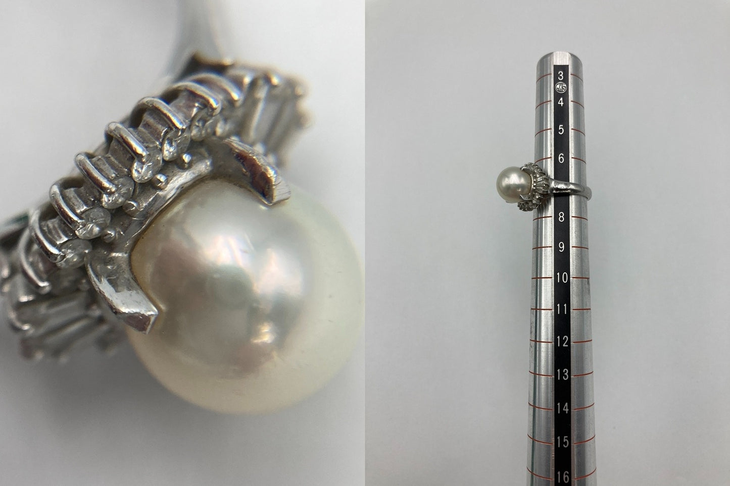 田崎真珠/TASAKI Pt900 パール9mm ダイヤ0.43ct リング 7号 中古 D4