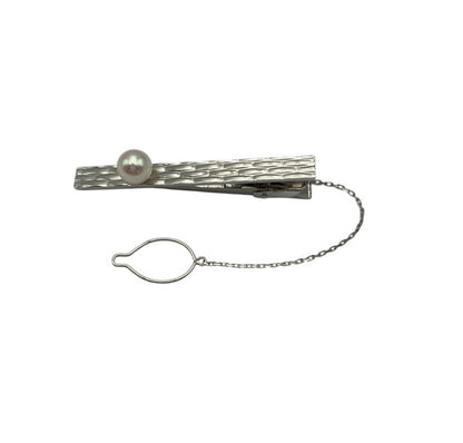 K14WG パール ネクタイピン チェーン付 中古 D4