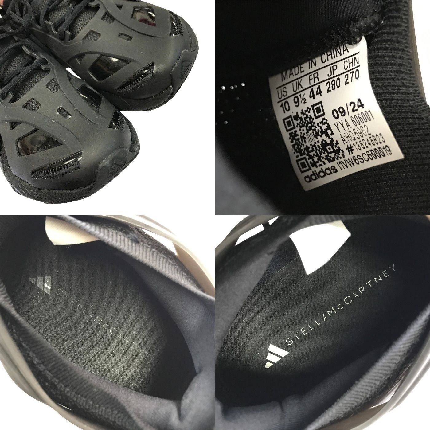 adidas by Stella McCartney ソーラーグライド スニーカー メンズ ローカット ラバー/ニット ランニングシューズ ブラック 28cm HQ5962 中古 T1