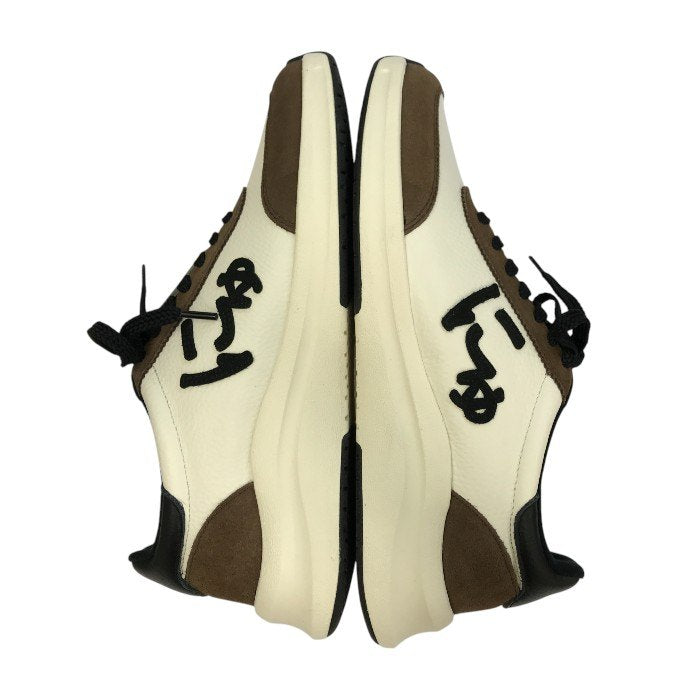 SANGACIO サンガッチョ にゅ BLOW スニーカー メンズ ローカット レザー ハンドメイド WHITE/BROWN 26.5cm 中古 T1