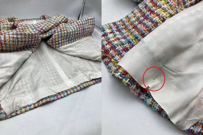 agnes b アニエスべー ノーカラー ツイードジャケット サイズ2 フランス製 中古 D4