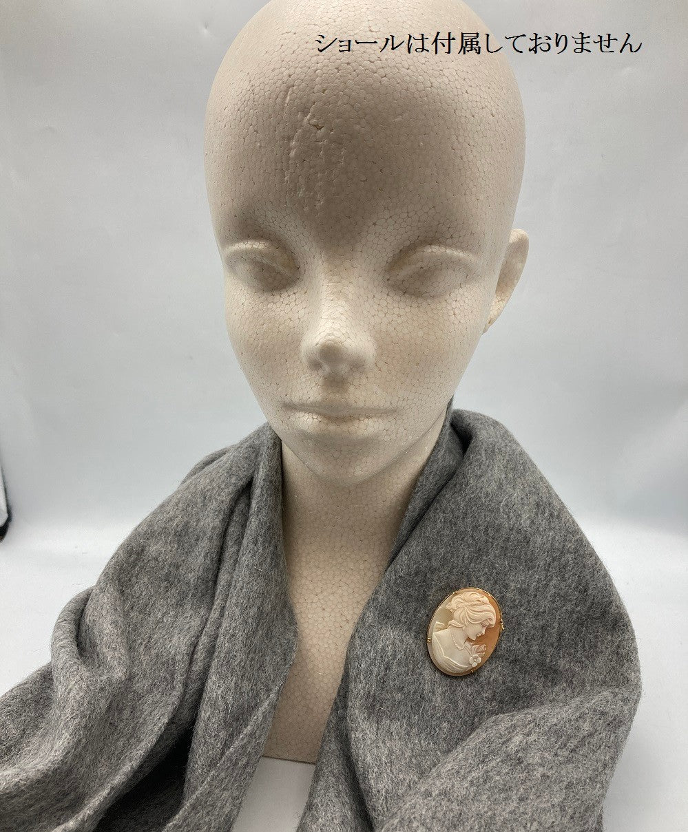 K18 シェルカメオ ブローチ 女性の横顔 中古 4