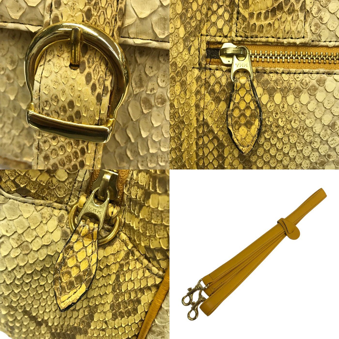 WEL Exotic Leather ハンドバッグ レディース パイソン ヘビ革 2way ショルダーバッグ 日本製 ベージュ 中古 T1