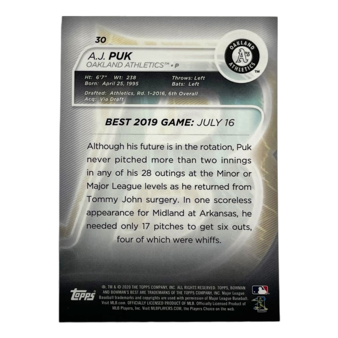 TOPPS MLBカード BOWMAN'S BEST A.J. PUK OAKLAND ATHLETICS /250 #30 中古 IT2