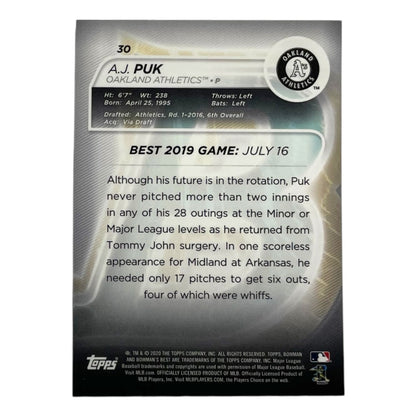 TOPPS MLBカード BOWMAN'S BEST A.J. PUK OAKLAND ATHLETICS /250 #30 中古 IT2