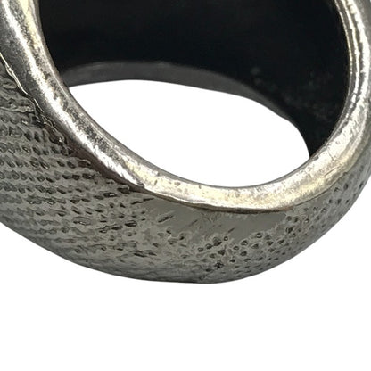 DIESEL ディーゼル リング メンズ チャンキーリング 指輪 ロゴ 総柄 グレー 17号 中古 T1