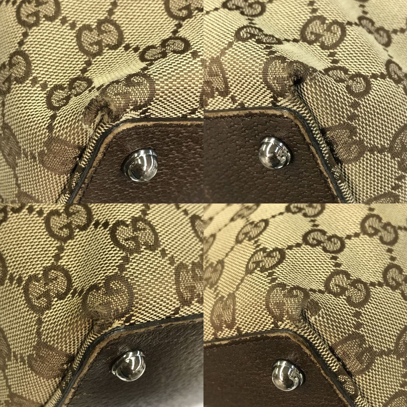 GUCCI グッチ GGキャンバス トートバッグ レディース キャンバス/レザー カジュアル 通勤 A4収納 カーキ/ブラウン 120836 中古 T1