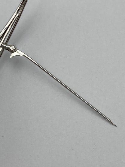 SILVER 6.0mmパール 3連 ブローチ リーフ 中古 D4