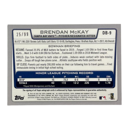 TOPPS MLBカード BOWMAN'S BEST BRENDAN MCKAY TAMPA BAY RAYS /99 #DB-9 中古 IT2