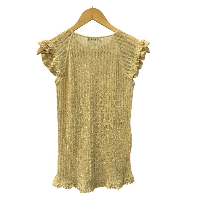 LOUIS VUITTON ルイヴィトン ニットトップス レディース フレンチスリーブ フリル カシミヤ/シルク ラメ セーター ベージュ Mサイズ 中古 T1