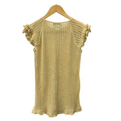 LOUIS VUITTON ルイヴィトン ニットトップス レディース フレンチスリーブ フリル カシミヤ/シルク ラメ セーター ベージュ Mサイズ 中古 T1
