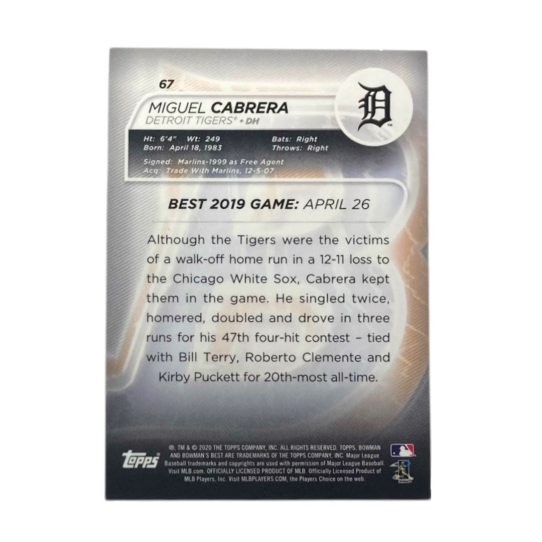 TOPPS MLBカード BOWMAN'S BEST MIGUEL CABRERA DETROIT TIGERS /99 #67 中古 IT2