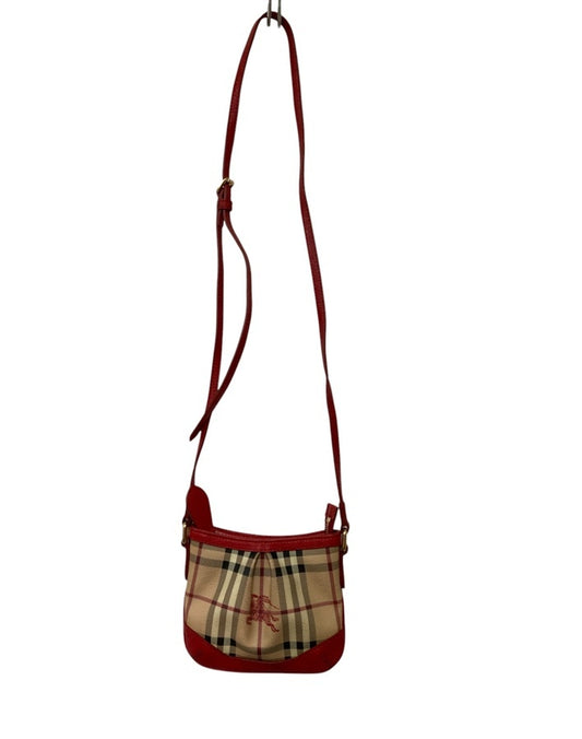 BURBERRY バーバリー ノバチェック ショルダーバッグ  レッド/ベージュ 中古 D4