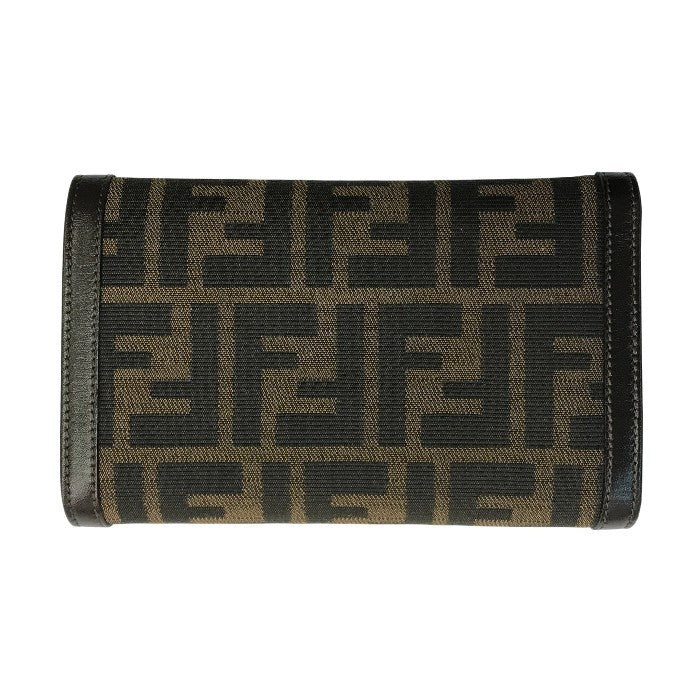 FENDI フェンディ 財布 レディース ズッカ柄 3つ折り 小銭入れ 定期入れ ブラウン 30858 中古 T1