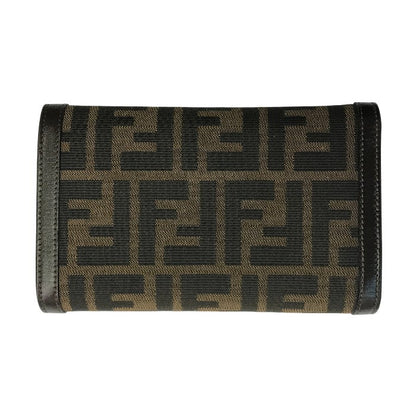FENDI フェンディ 財布 レディース ズッカ柄 3つ折り 小銭入れ 定期入れ ブラウン 30858 中古 T1