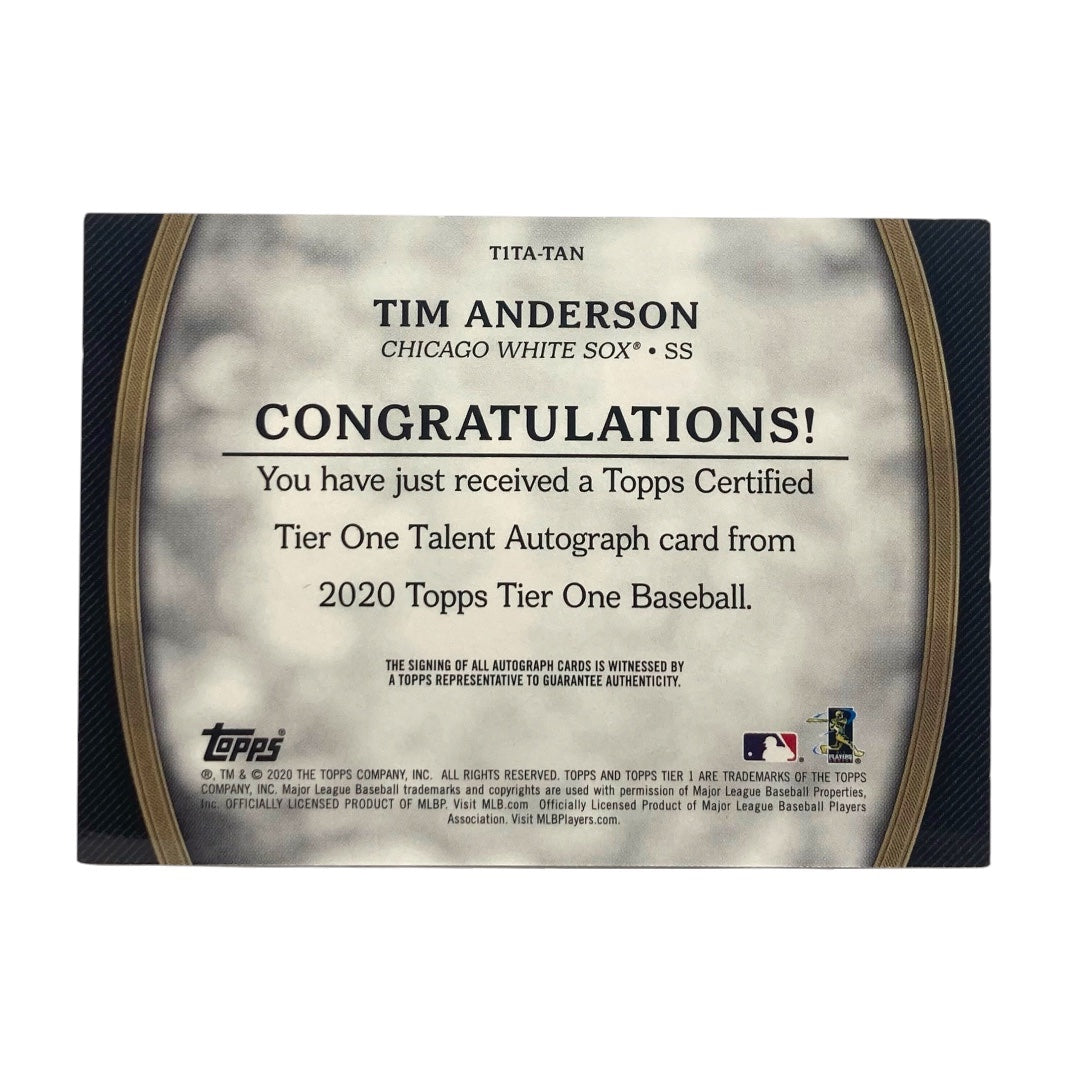 TOPPS MLBカード TIER ONE TIM ANDERSON WHITE SOX 089/299 #T1TA-TAN 中古 IT2