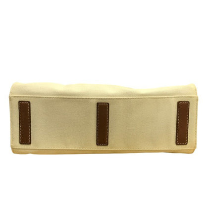 Ralph Lauren ラルフローレン トートバッグ レディース オールシーズン キャンバス アイボリー/ブラウン 中古 N1