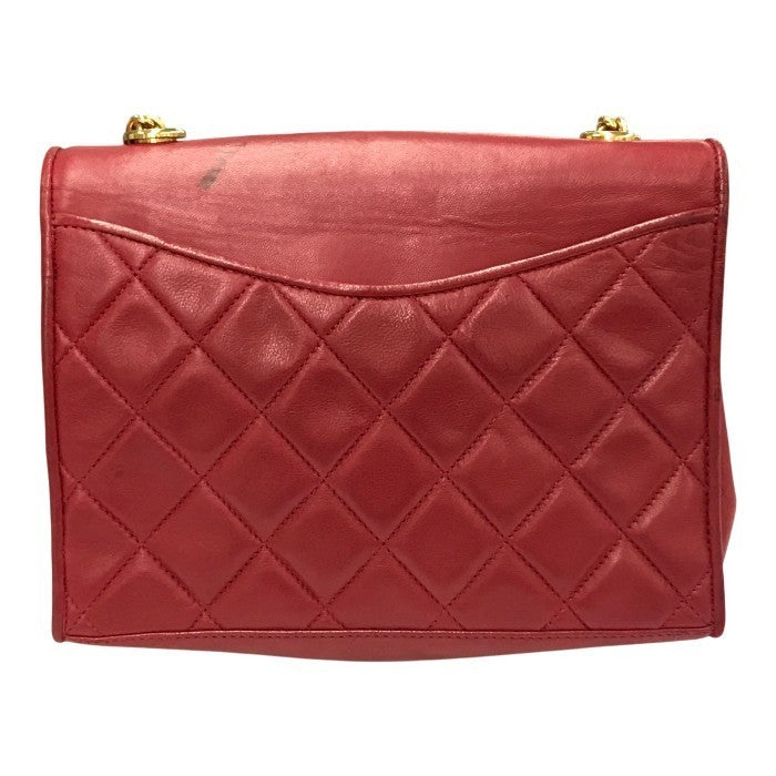 CHANEL シャネル マトラッセ ショルダーバッグ レディース ラムスキン ゴールドチェーン ココマーク ヴィンテージ レッド 中古 T1