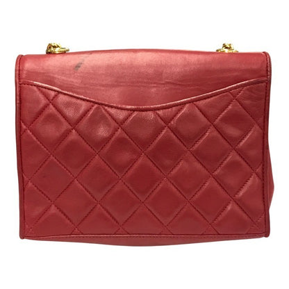 CHANEL シャネル マトラッセ ショルダーバッグ レディース ラムスキン ゴールドチェーン ココマーク ヴィンテージ レッド 中古 T1