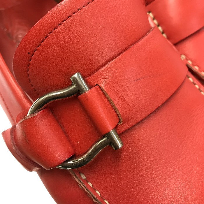FERRAGAMO フェラガモ ドライビングシューズ メンズ ガンチーニ ローファー レッド 7サイズ MS45723 中古 T1
