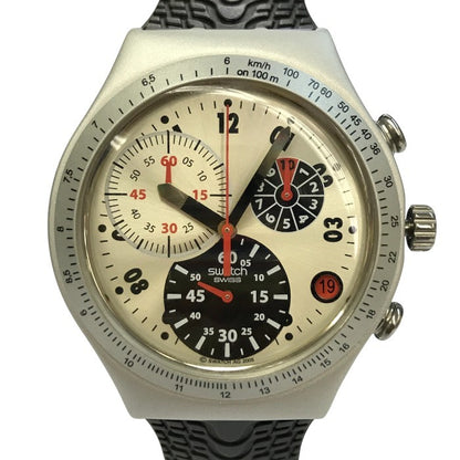 SWATCH IRONY 腕時計 メンズ アナログ クォーツ クロノグラフ デイト アルミニウム シルバー 中古 T1