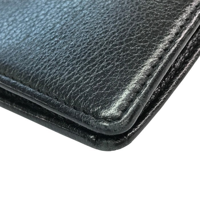 CHANEL シャネル 長財布 レディース 2つ折り レザー カメリア ココマーク シルバー金具 ブラック 中古 T1