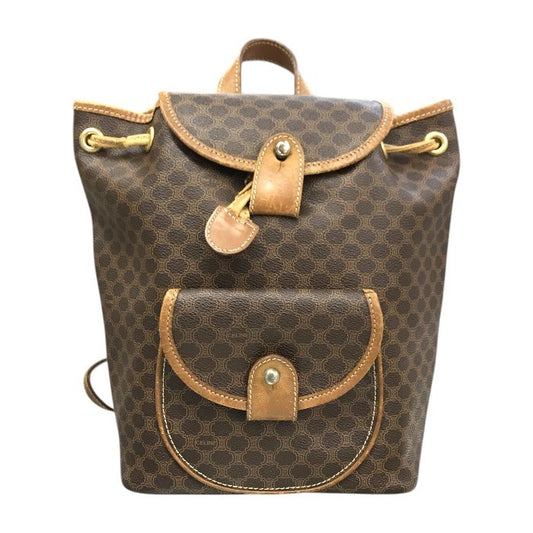 CELINE セリーヌ マカダム リュックサック レディース PVC/レザー ブラゾン バックパック ヴィンテージ ブラウン 中古 T1