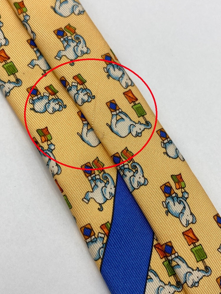 Salvatore Ferragamo サルヴァトーレ フェラガモ アニマル ゾウ柄 ネクタイ シルク100％ 中古 D4