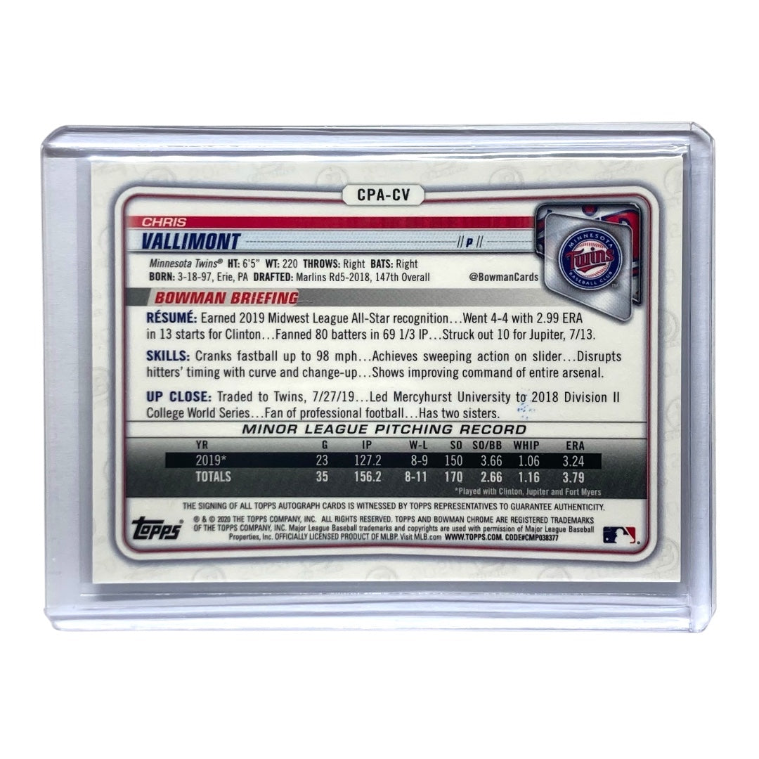 TOPPS MLBカード BOWMAN CHROME CHRIS VALLIMONT TWINS 120/250 #CPA-CV 中古 IT2
