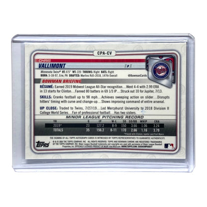 TOPPS MLBカード BOWMAN CHROME CHRIS VALLIMONT TWINS 120/250 #CPA-CV 中古 IT2