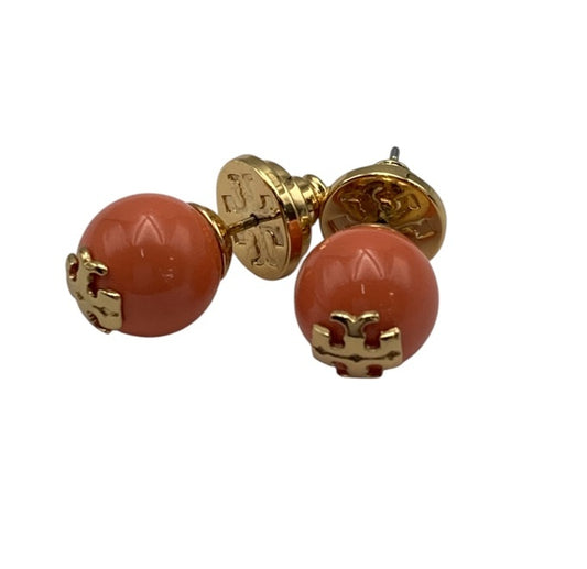 TORY BURCH トリーバーチ ロゴ ボール スタッドピアス 中古 D4