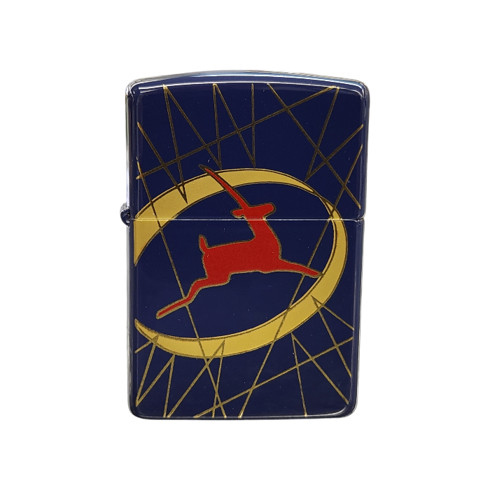 Zippo ジッポー URUSHI B&S DESIGN オイルライター 漆塗り 坂本 鹿 ネイビー 藍色 中古 T1