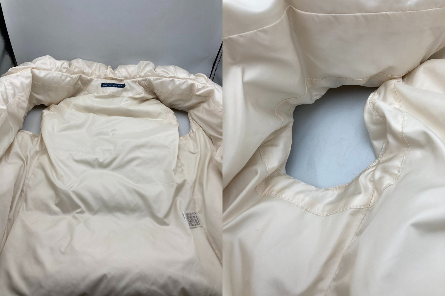 RALPH LAUREN ラルフローレン ショールカラー ダウンベスト ホワイト レディース サイズM 中古 D4
