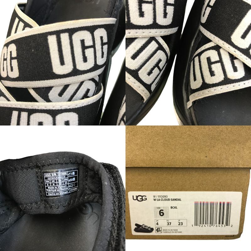 UGG LA Cloud Sandal サンダル レディース ゴムストラップ ロゴ 厚底 ブラック 23cm 1110090 中古 T1