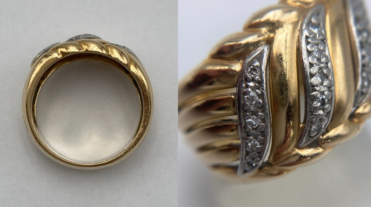 K18/Pt900 コンビ ダイヤ0.12ct リング 13号 中古 D4