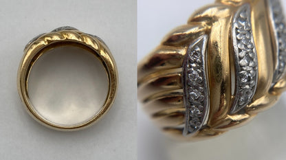 K18/Pt900 コンビ ダイヤ0.12ct リング 13号 中古 D4
