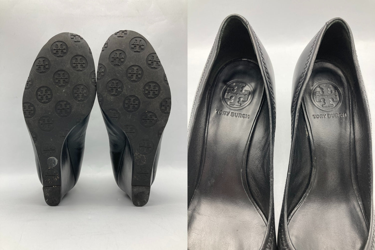 TORY BURCH トリーバーチ レザー ウェッジソール パンプス サイズ7M ブラック 中古 D4