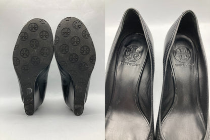 TORY BURCH トリーバーチ レザー ウェッジソール パンプス サイズ7M ブラック 中古 D4