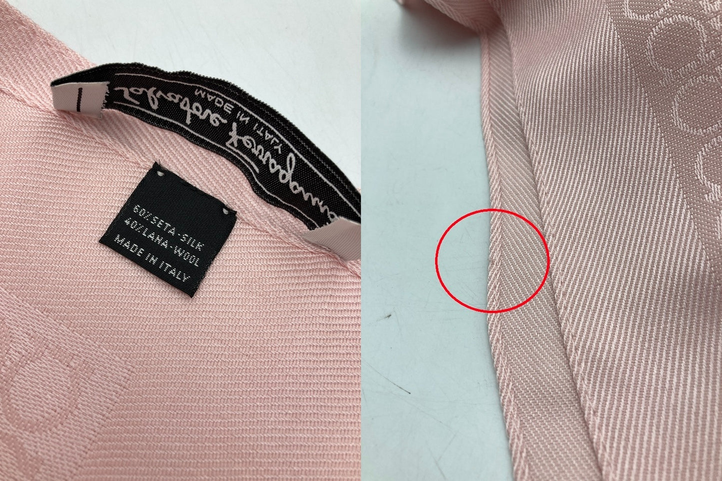 Salvatore Ferragamo サルヴァトーレフェラガモ ガンチーニ シルク混 ストール 中古 D4