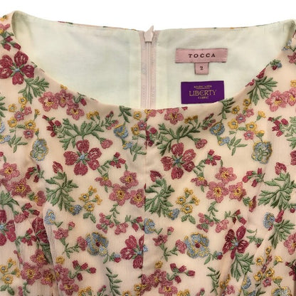 TOCCA トッカ WOODHAM EMB ワンピース レディース ドレス ポリエステル ノースリーブ 刺繍 花柄 ご家庭で水洗い可 ピンク サイズ2 OPTOIM0340 中古 T1