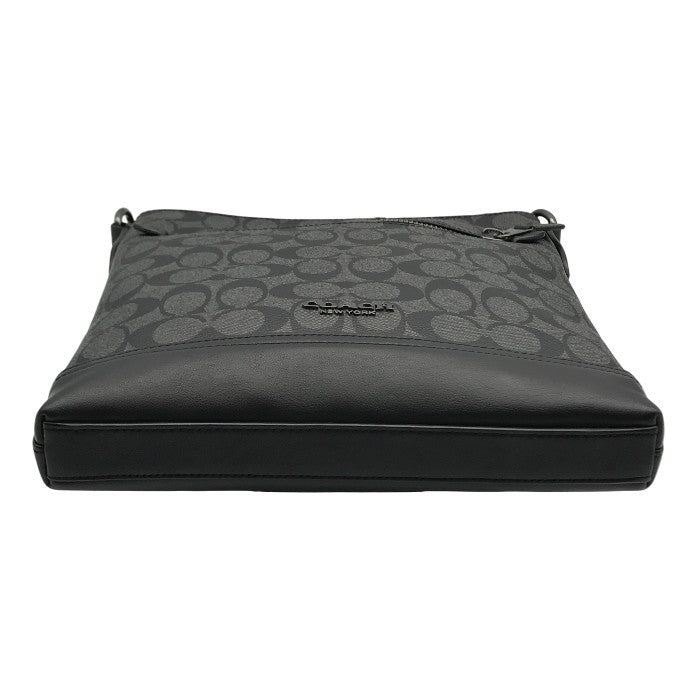 COACH コーチ ショルダーバッグ レディース シグネチャー PVC レザー サコッシュ 斜め掛け チャコール/ブラック F79053 中古 T1