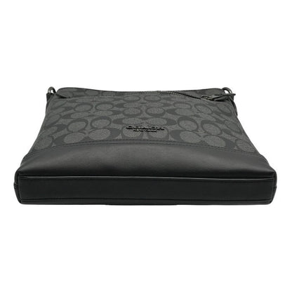 COACH コーチ ショルダーバッグ レディース シグネチャー PVC レザー サコッシュ 斜め掛け チャコール/ブラック F79053 中古 T1