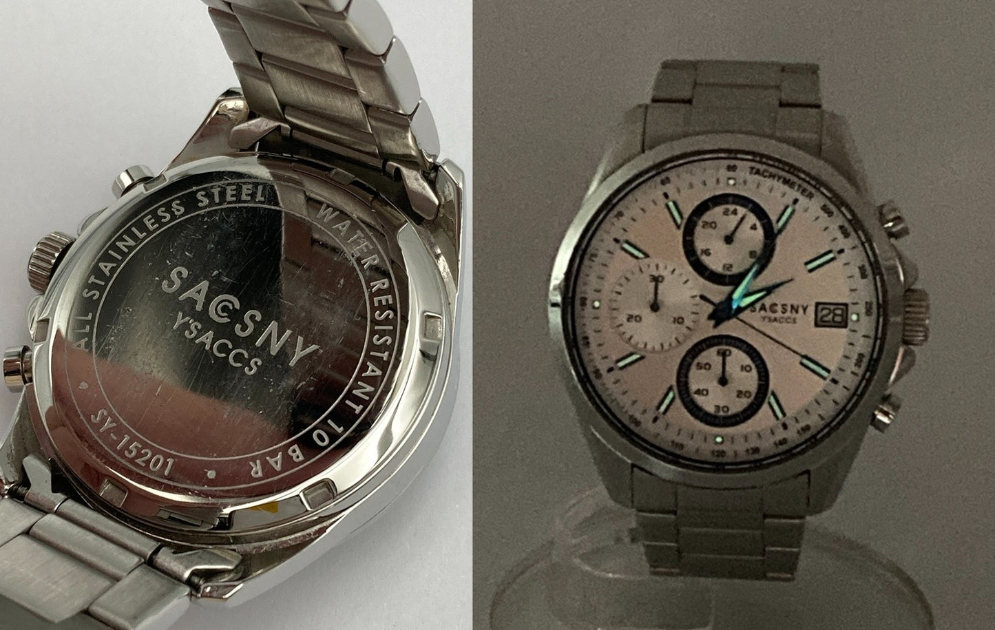 SACSNY Y'SACCS サクスニーイザック クロノグラフ 腕時計 クオーツ SY-15201 中古 D4