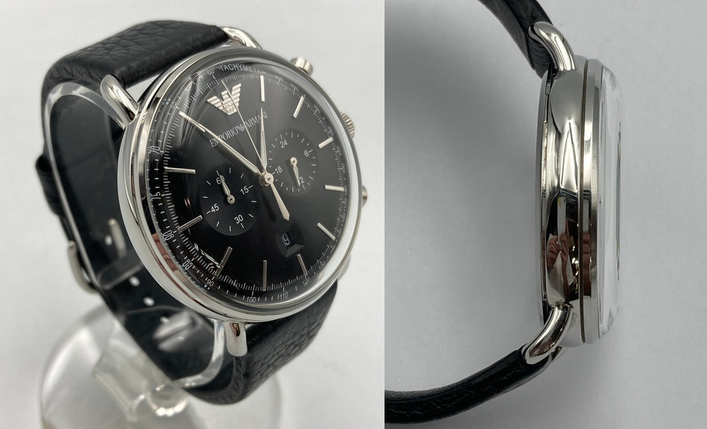 EMPORIO ARMANI エンポリオアルマーニ アビエーター クロノグラフ 腕時計 クオーツ AR11143 中古 D4