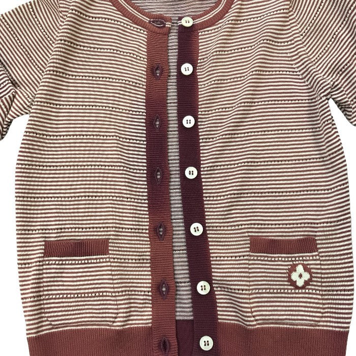 LOUIS VUITTO ルイヴィトン カーディガン キッズ 4歳 コットン ボルドー 100cm RW071EWKKC1MKZ 中古 MK1